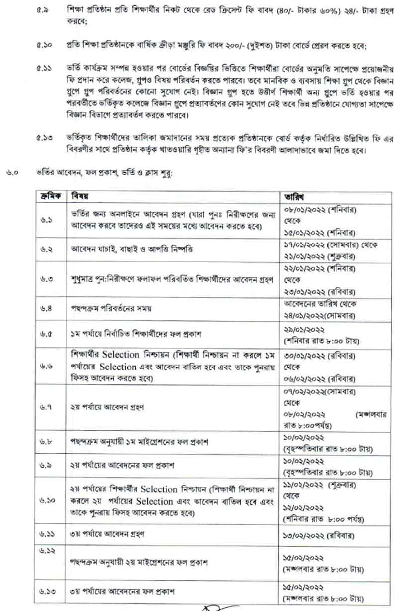 HSC College Admission Application Form 2023 HSC College Admission Application Form 2023