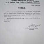 Notice For Internal Exam Of Fresh Repeater Students Of First Year N