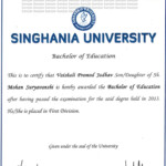 Pay Fees Online Certificate Sample